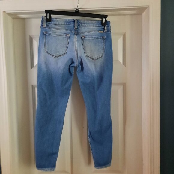 Kancan Jeans Womens 9/28 Low‎ Rise Skinny Ankle Distressed Raw Hem Boho Stretch - Picture 2 of 10